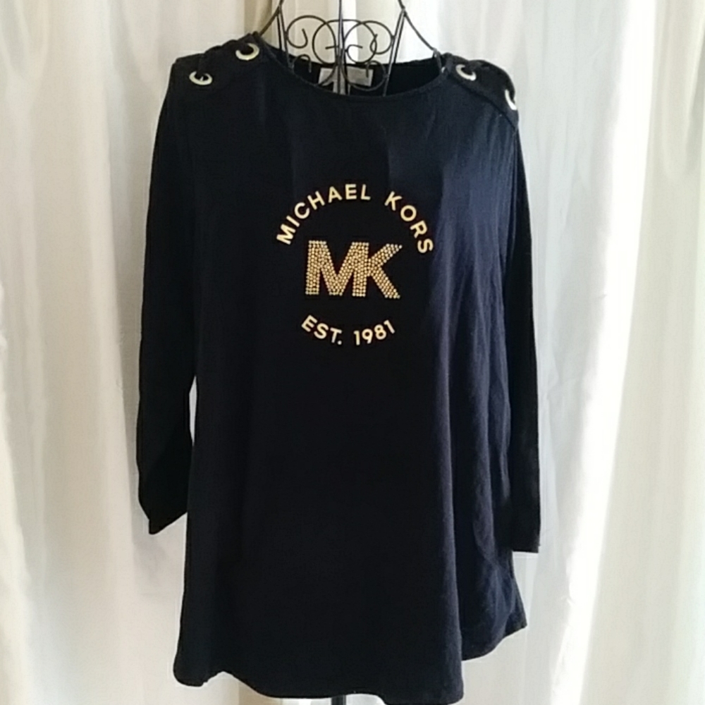 Michael Kors size 1X stretch black logo shirt